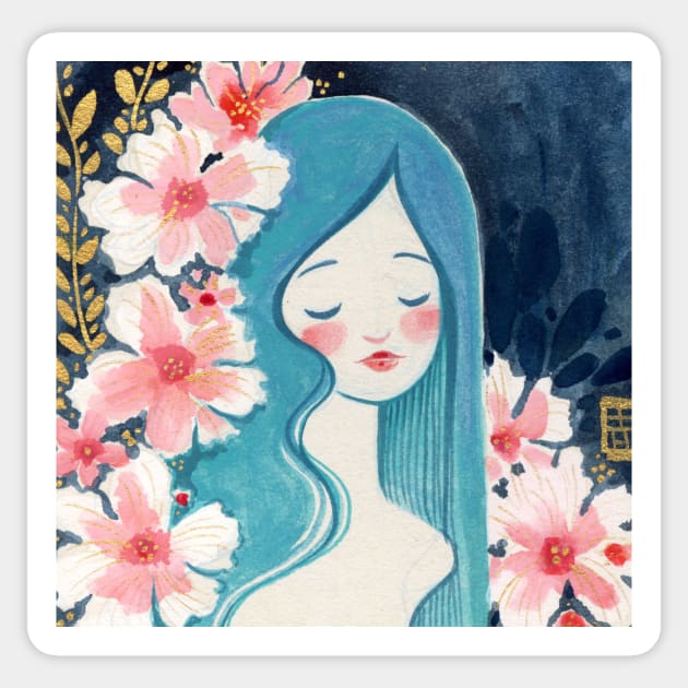 Cherry Blossoms Sticker by Alina Chau